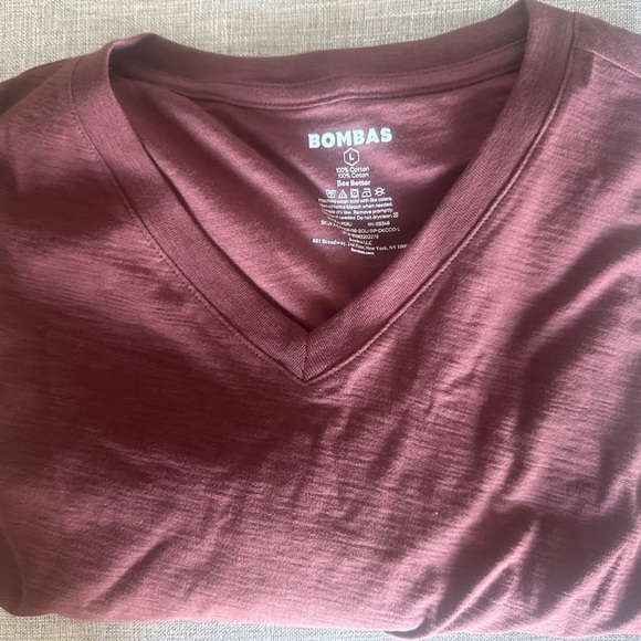 Men's Bombas Air Slub V-Neck T-Shirt - Cocoa - L - Picture 3 of 4